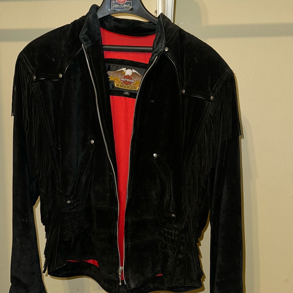 Harley Davidson Black suede leather coat